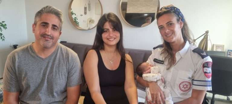 Parents of baby born on the side of the road reunite with their deliverer.