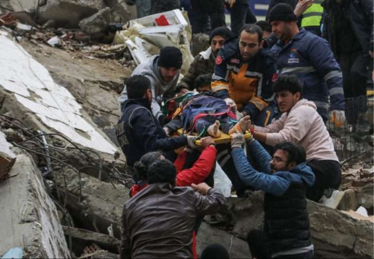 MDA team rescues people trapped under rubble in Turkey.